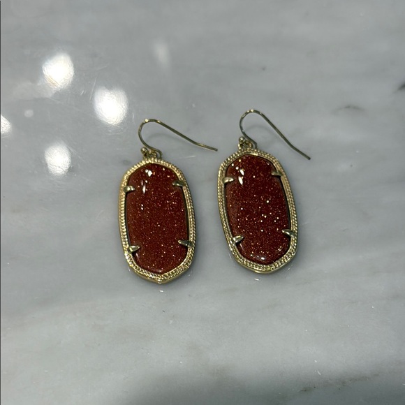 Kendra Scott Gold Burnt Orange Dangle Earrings - Picture 1 of 1